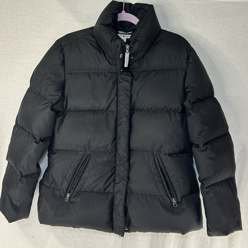 Tommy Hilfiger Women’s Large Down Puffer Jacket Coat‎ Parka Black Size Large